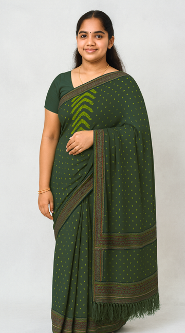 Dark Green Designer Lightweight Georgette Saree with Running Blouse
