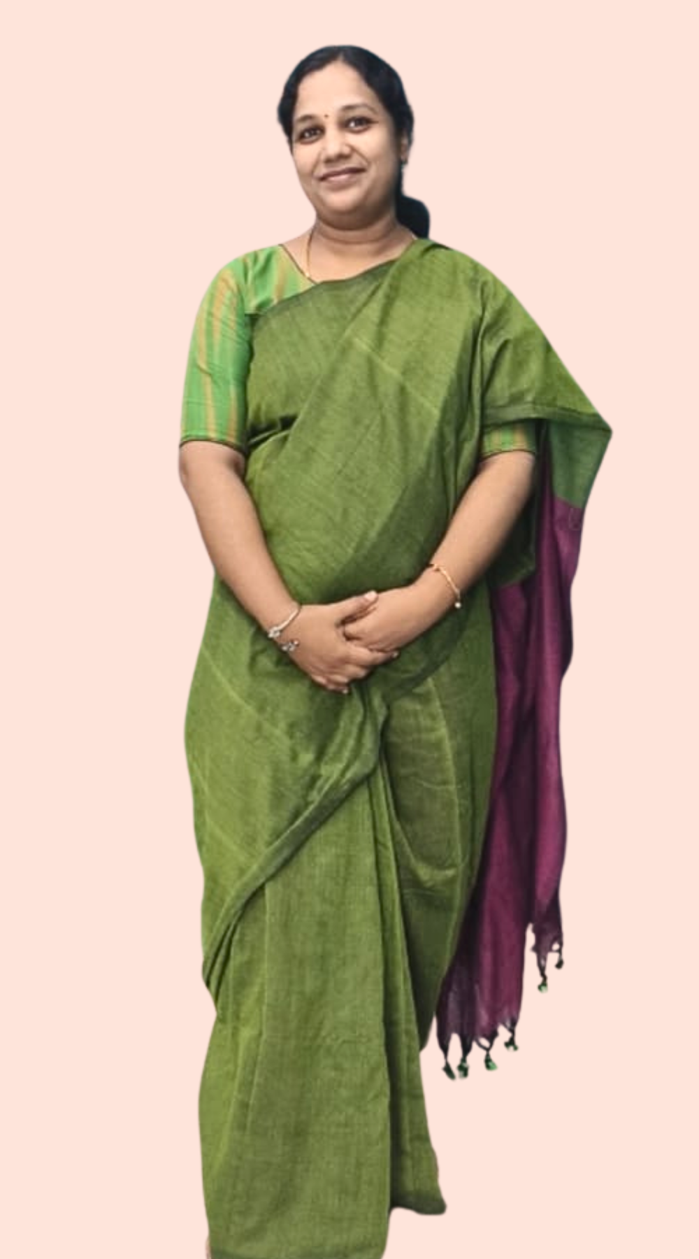 Green Premium Khadi Saree with Contrast Pallu | Soft Handwoven Khadi Saree with Running Blouse