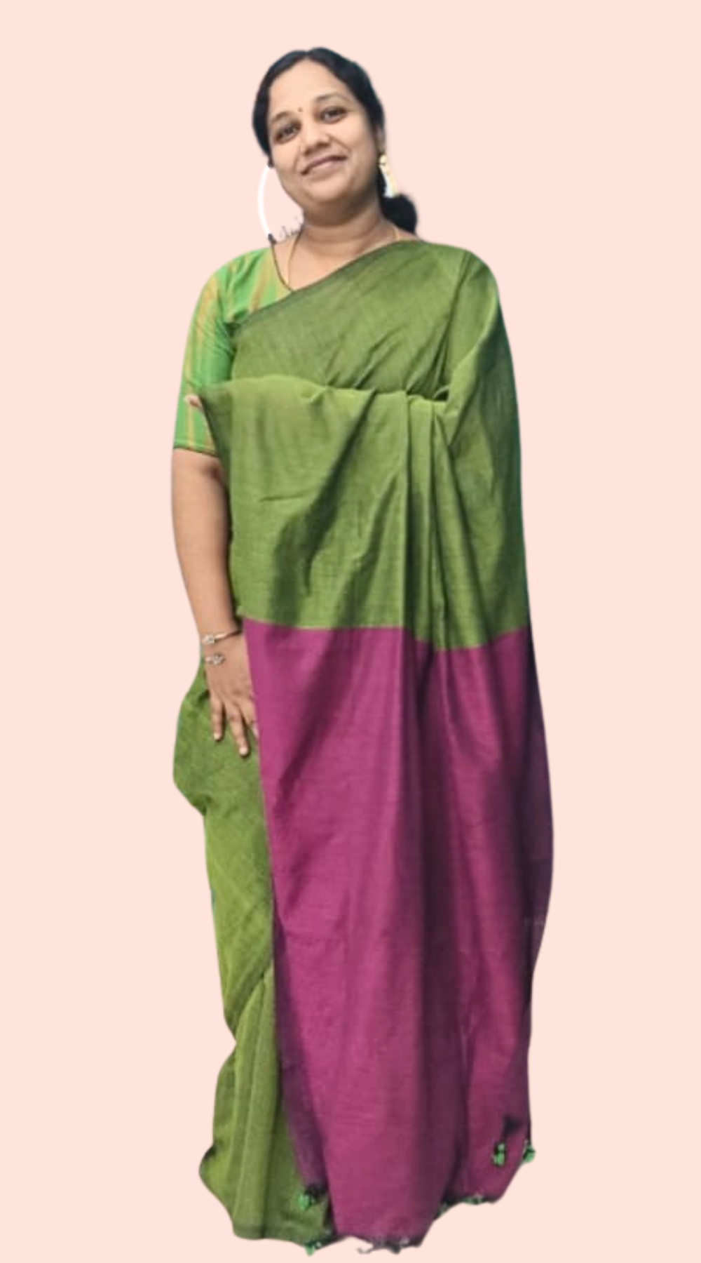 Green Premium Khadi Saree paired with Ready-to-Wear Cotton Blouse | Office & Daily Wear Saree