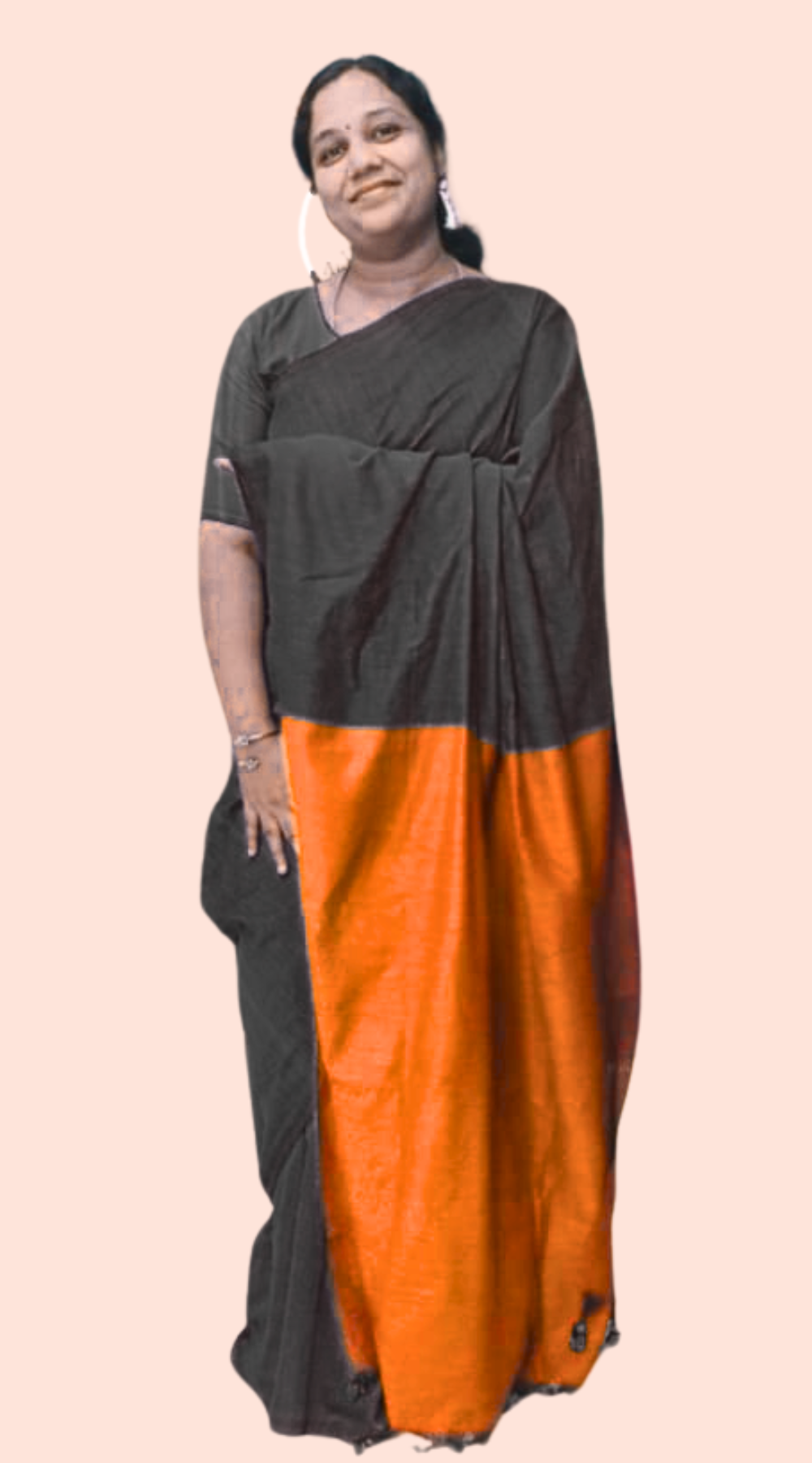 Black Premium Khadi Saree with Contrast Pallu | Soft Handwoven Khadi Saree with Running Blouse