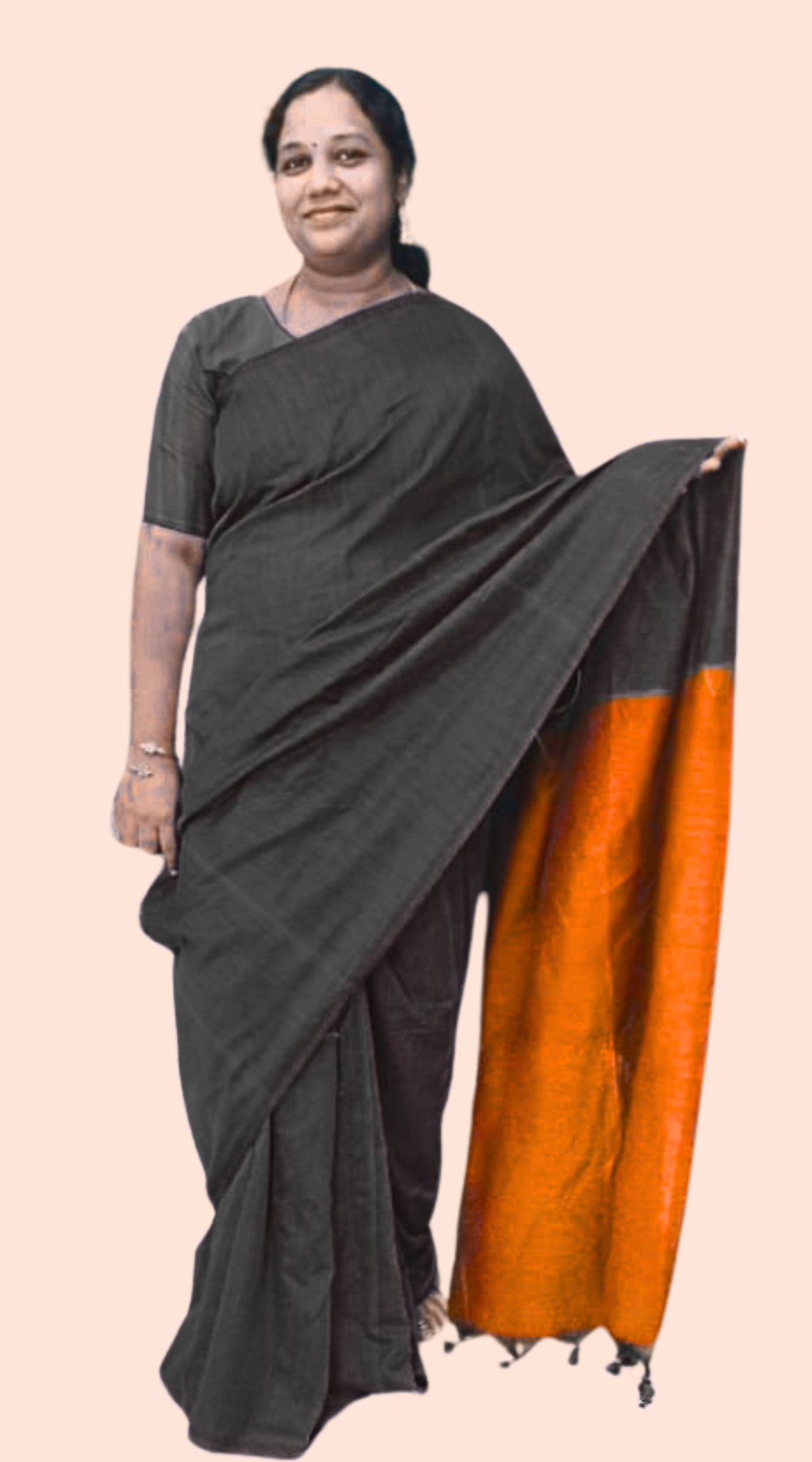 Black Premium Khadi Saree with Contrast Pallu | Soft Handwoven Khadi Saree with Running Blouse