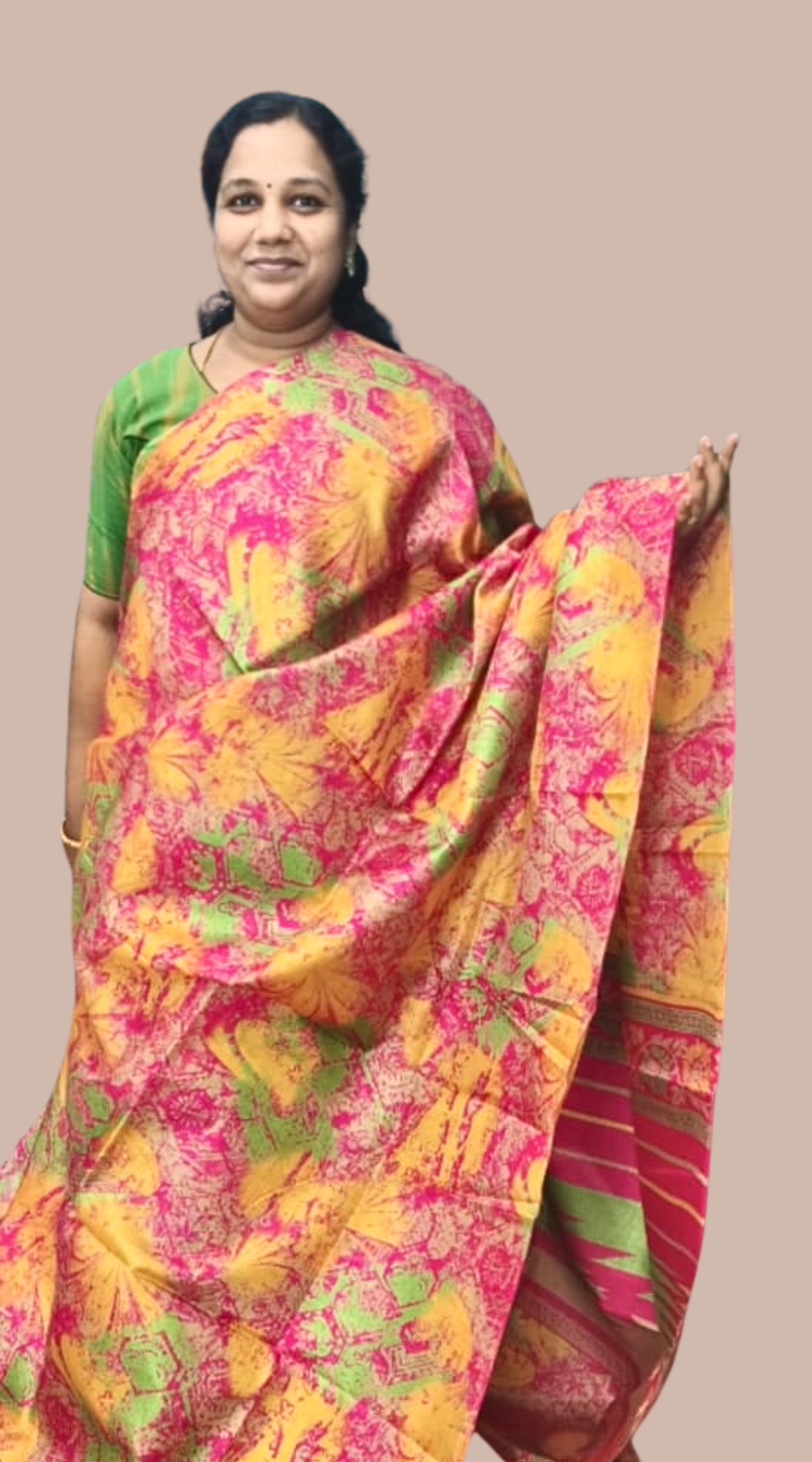 Pink Lightweight Khadi Digital Print Saree with Contrast Blouse