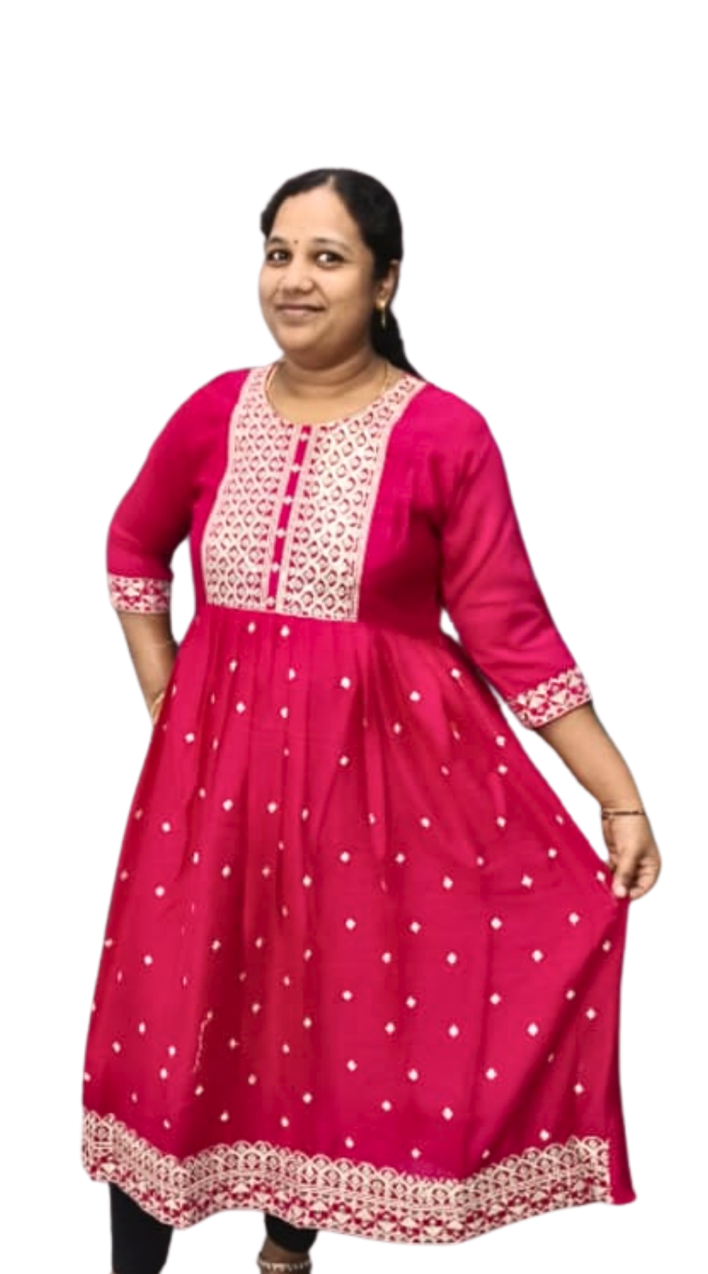 Dark Pink Vichitra Silk Heavy Sequence Work Kurti with Lining