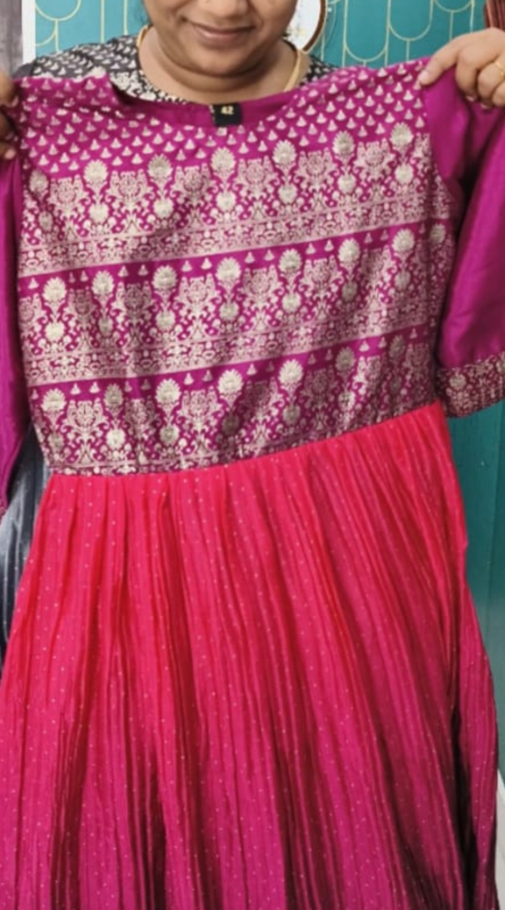 Pink shade Vichitra Silk Heavy Sequence Work Anarkali Kurti with Lining