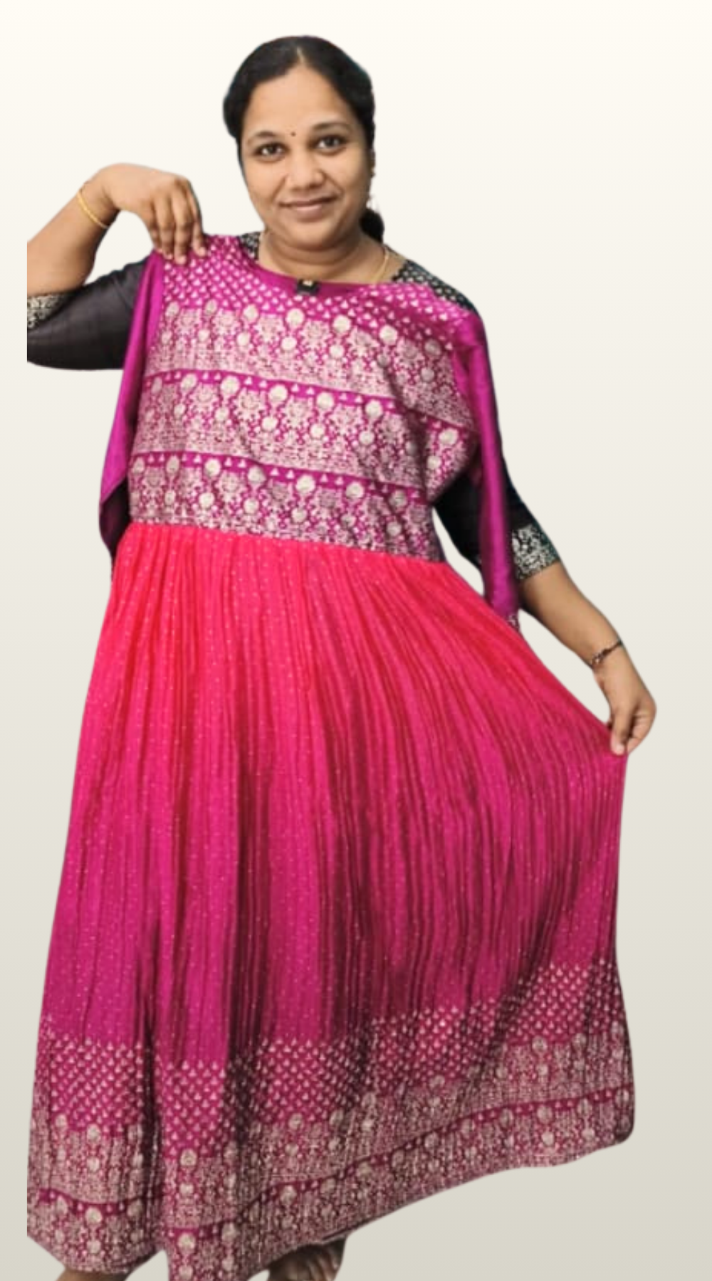 Pink shade Vichitra Silk Heavy Sequence Work Anarkali Kurti with Lining