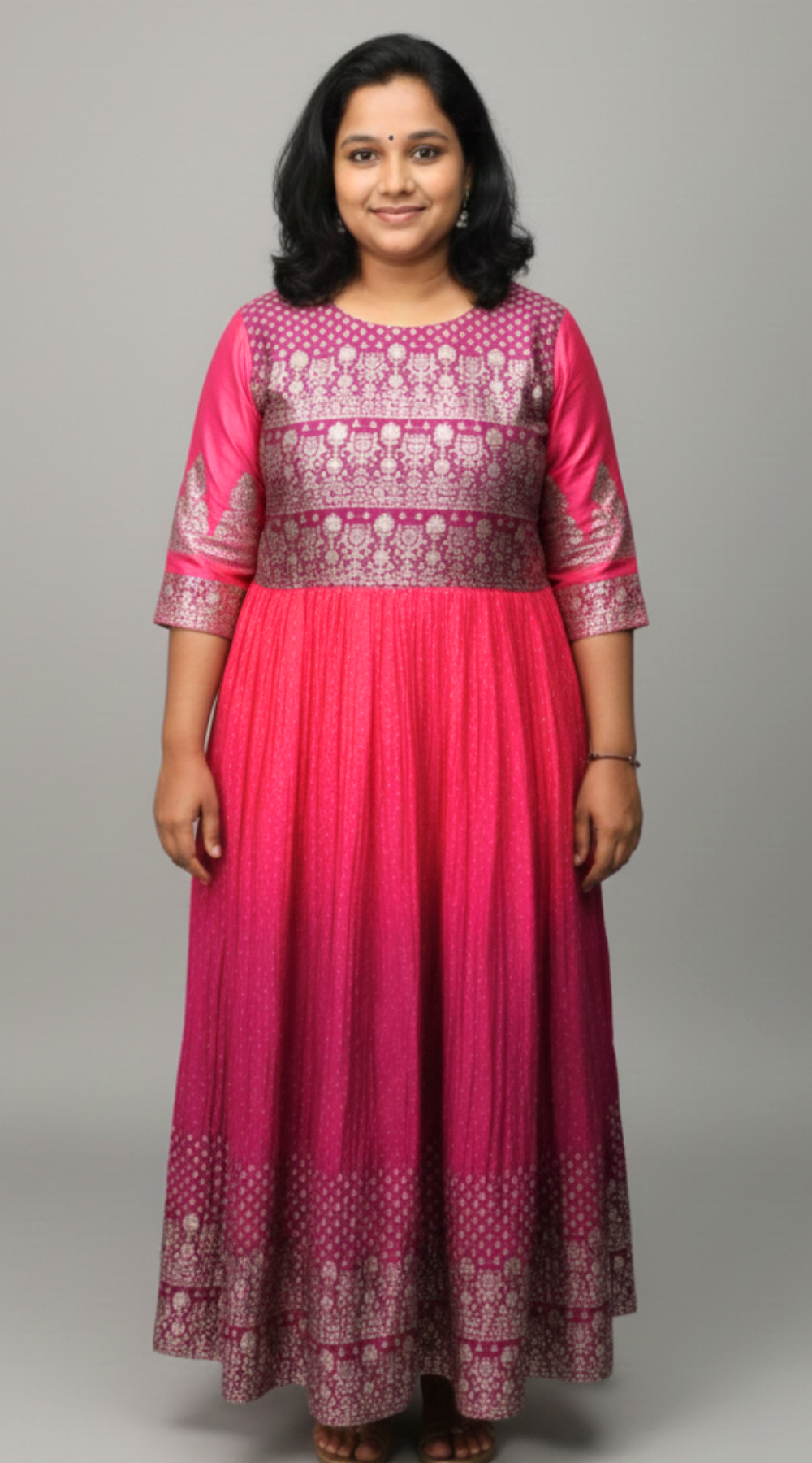 Pink shade Vichitra Silk Heavy Sequence Work Anarkali Kurti with Lining