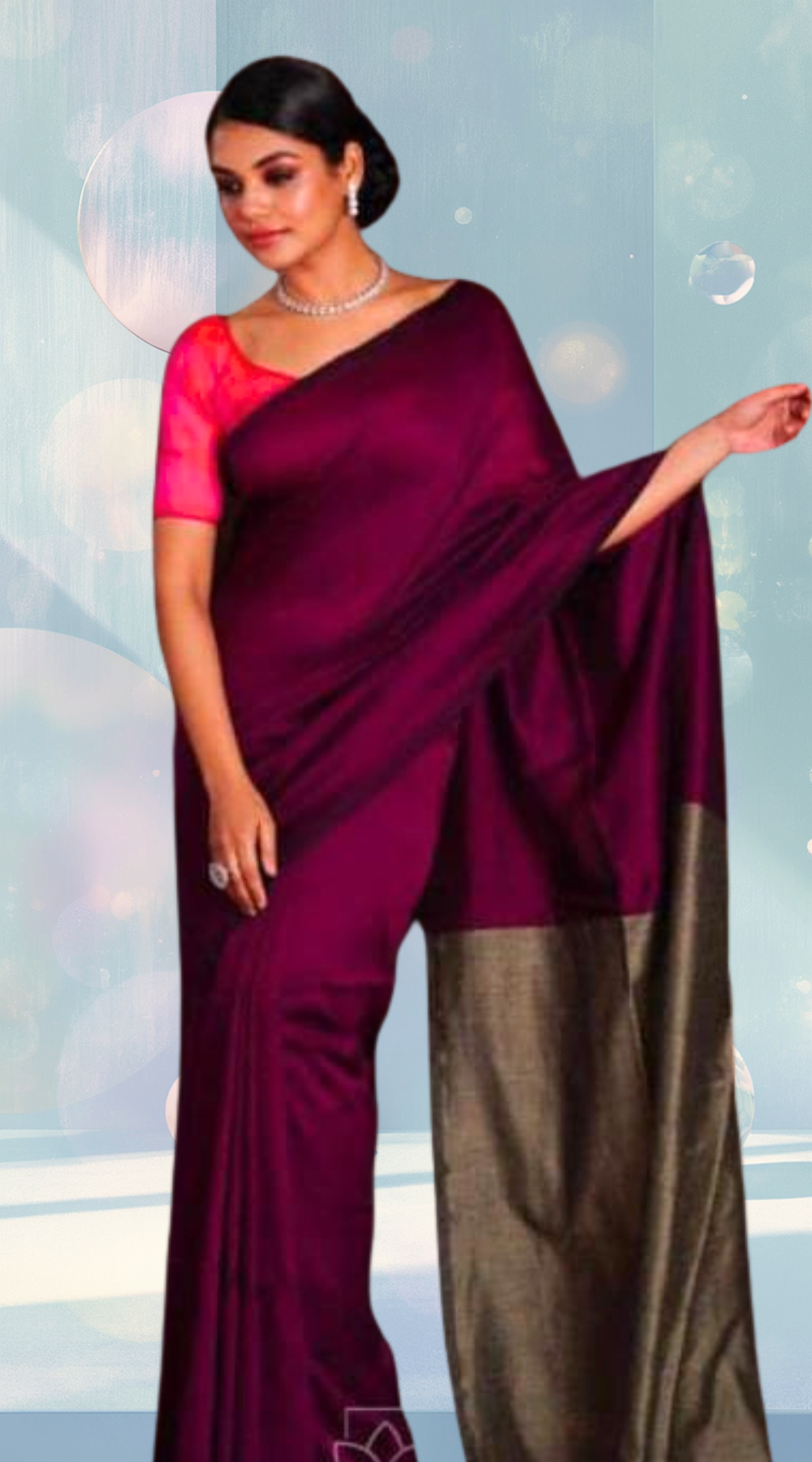 Khadi Cotton Saree with Tassels & Contrast Pallu with Running Blouse