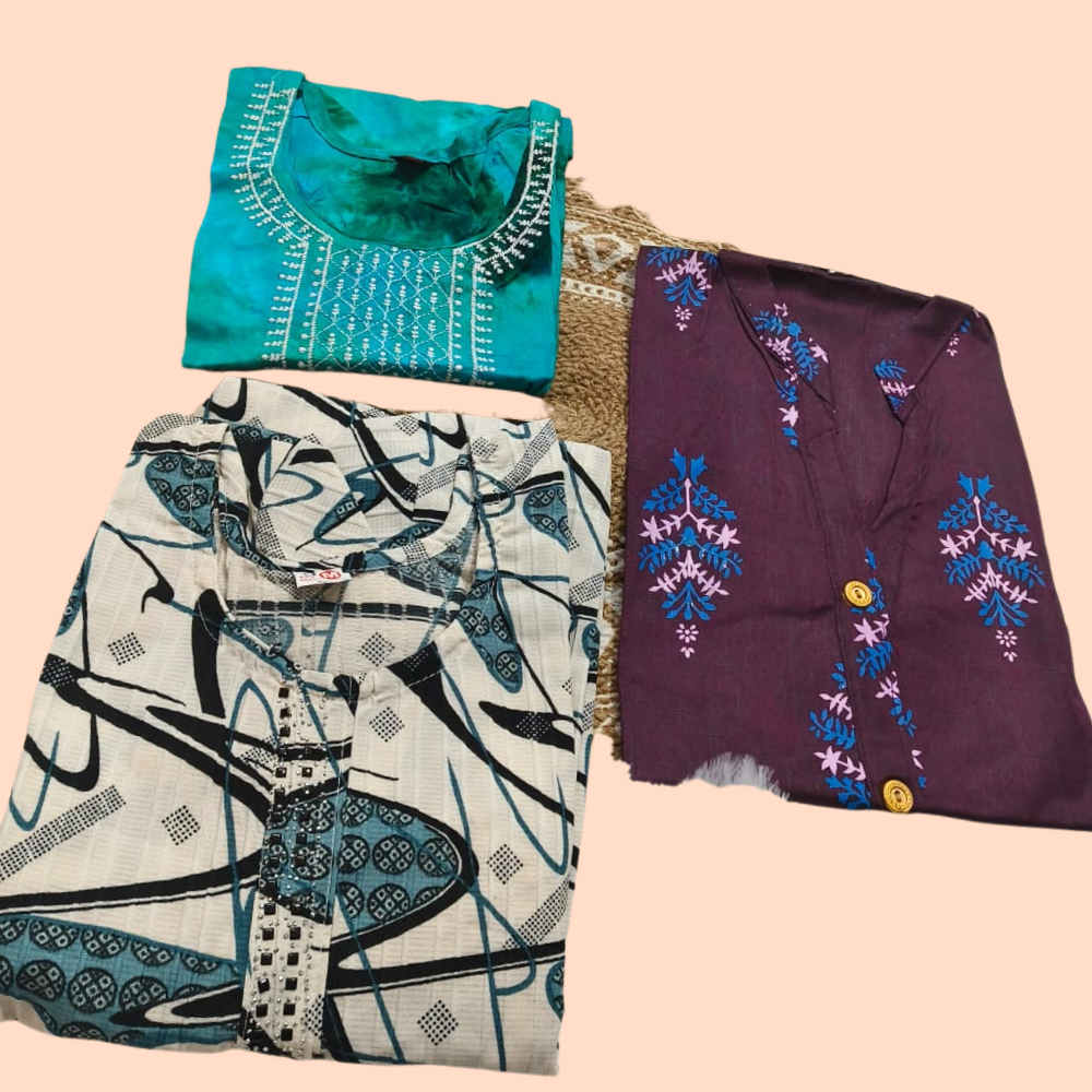 Combo 35- Mini trends | Buy 3 Kurtis for ₹500 Combo (M size)