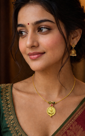 Lightweight Invisible Temple Pendant Necklace for Women | Lakshmi Design Minimal Jewelry