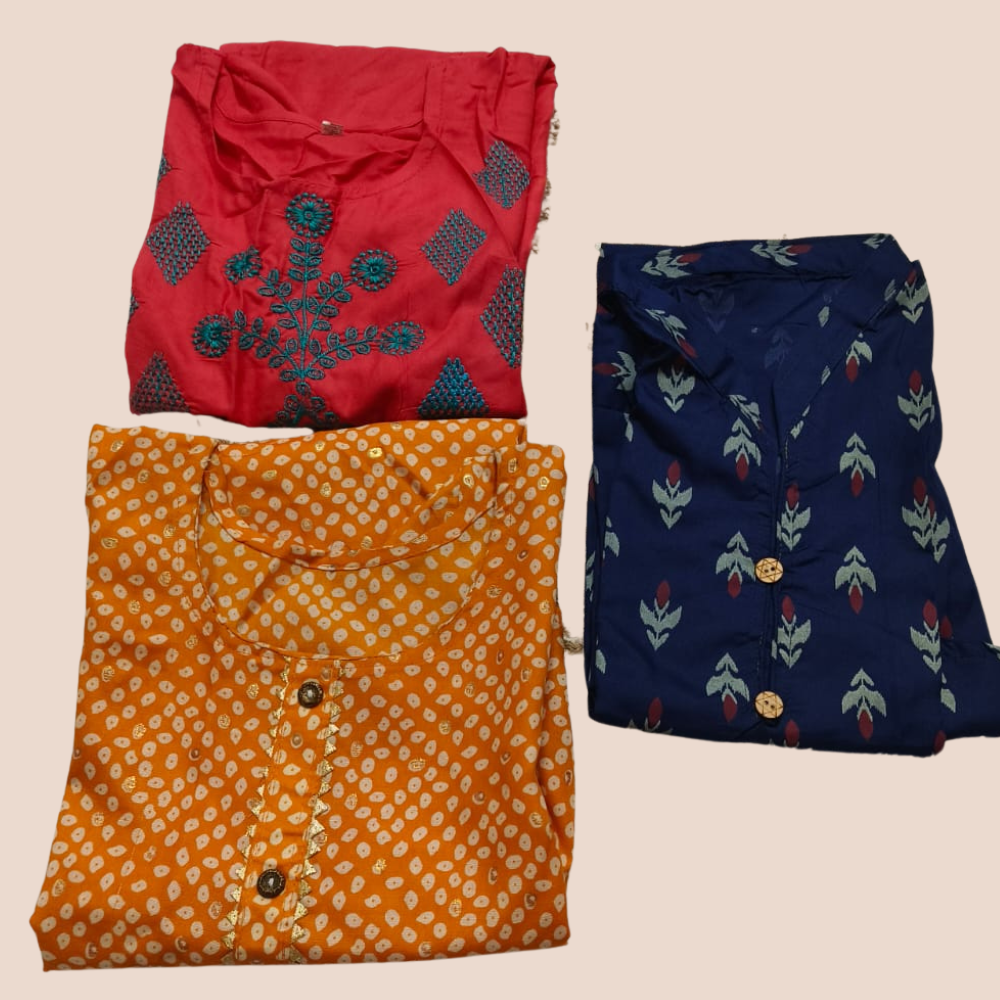 Combo 42 | Buy 3 Kurtis for ₹500 Combo (S size)