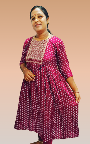 Rayon Sequence Work Umbrella Kurti – Stylish Flared Ethnic Wear