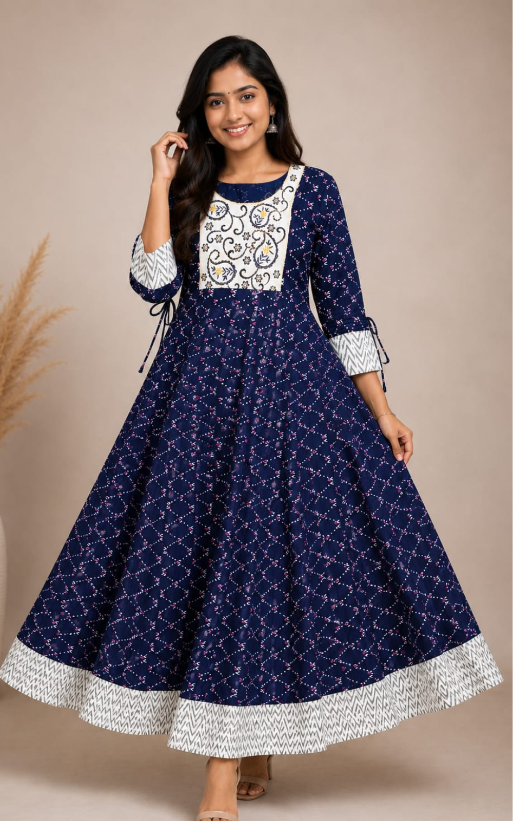 Women's Premium Cotton Umbrella Flared Kurti | Embroidered Designer Kurti