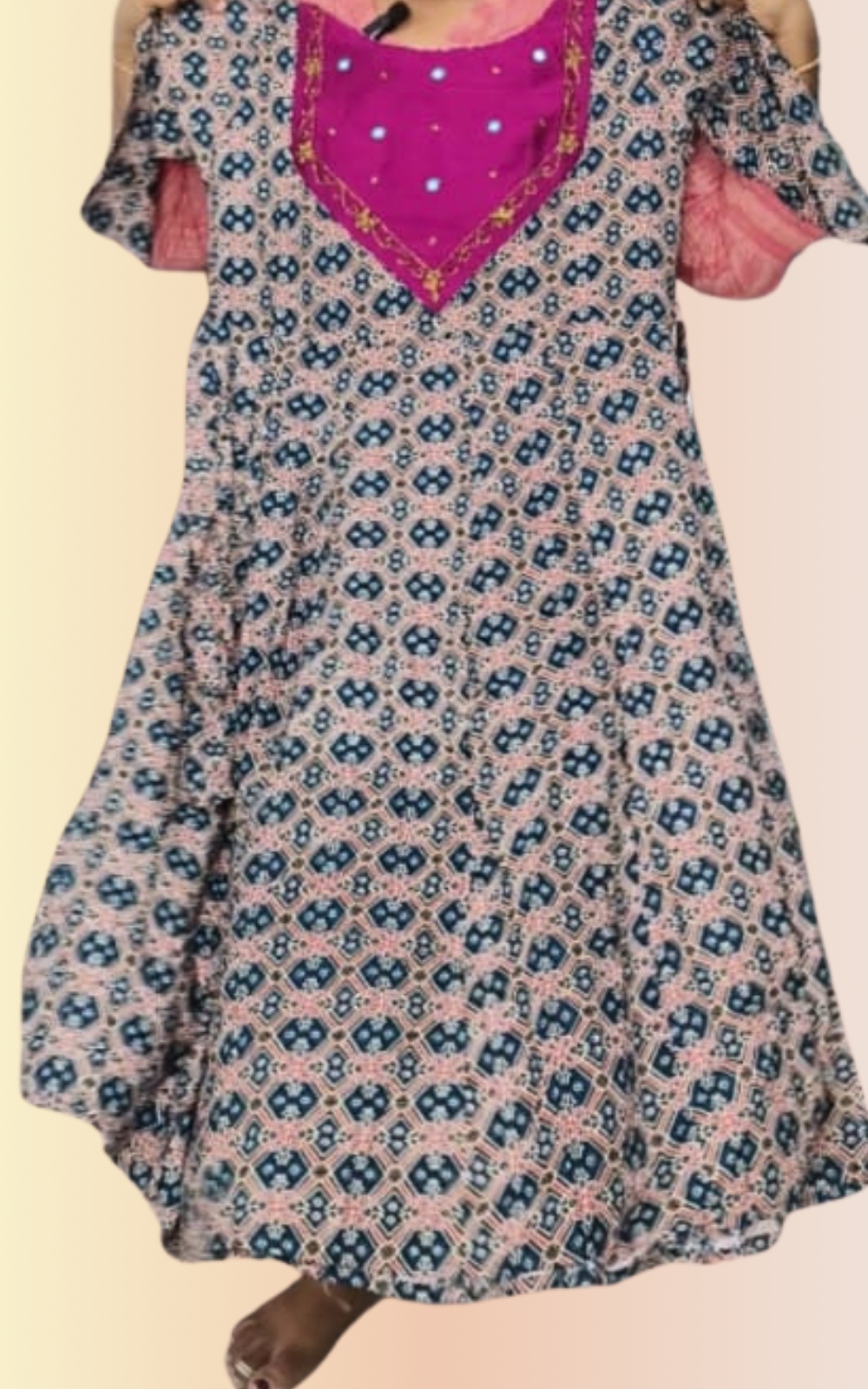 Soft Rayon Handwork Umbrella Kurti for Women | Flared Ethnic Kurti | Stylish