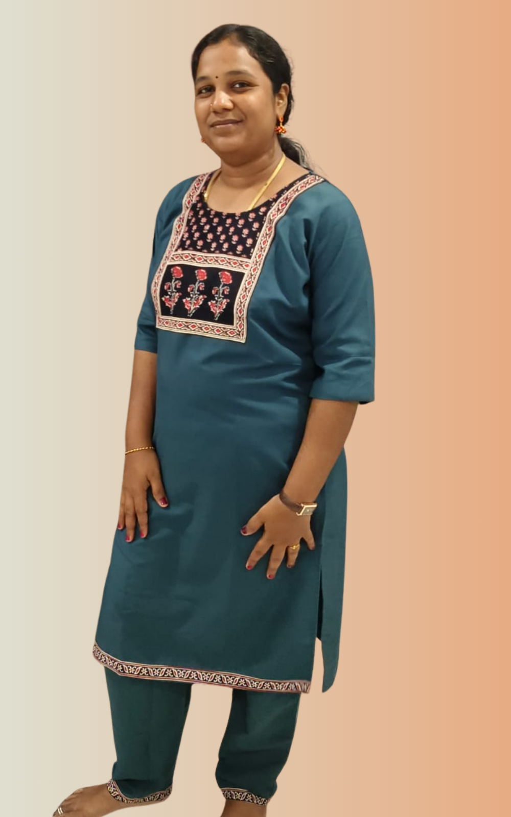 Peacock Green Thick Cotton Blend Top Pant Set for Women | Co-Ord Set