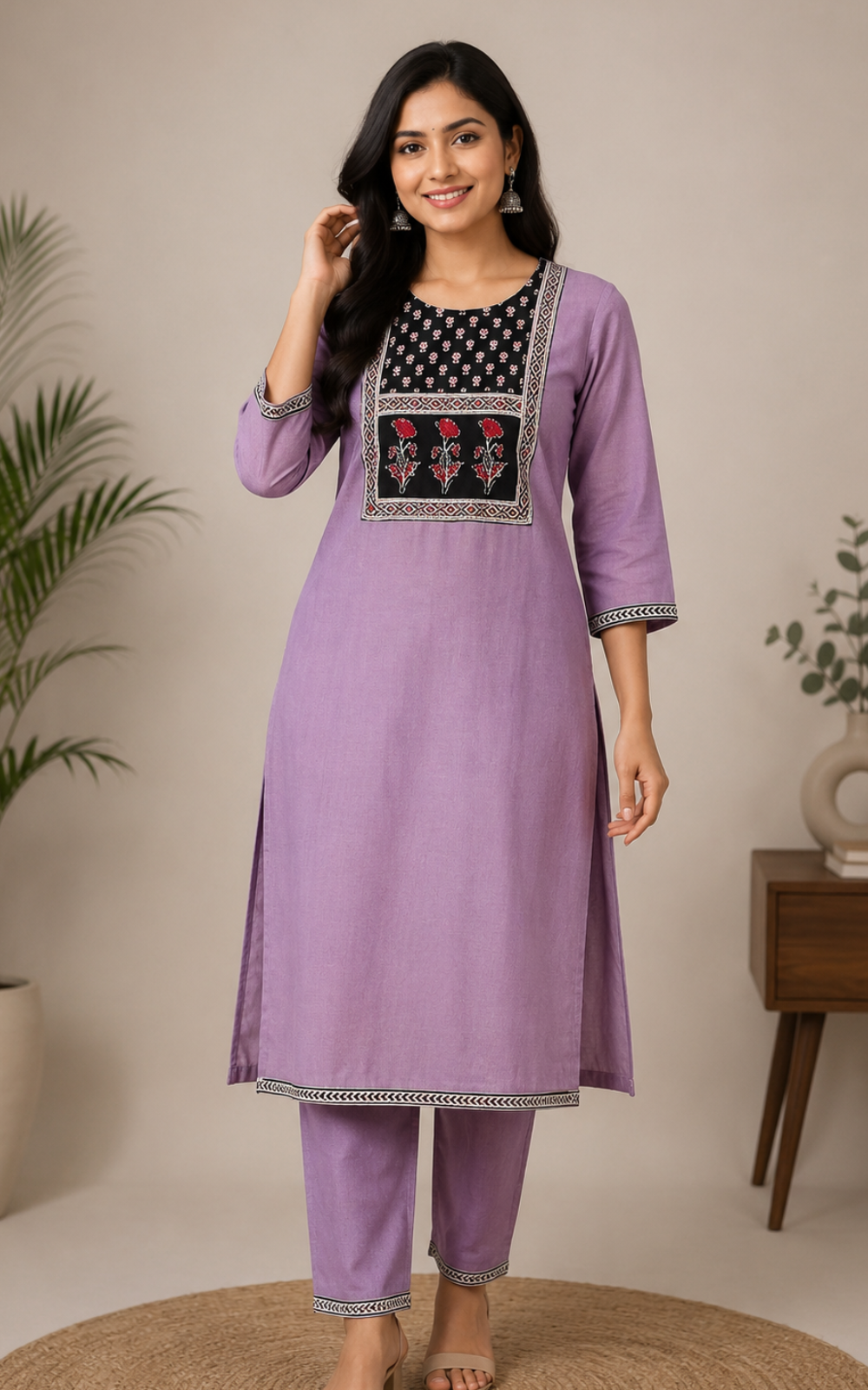 Onion pink Thick Cotton Blend Top Pant Set for Women | Co-Ord Set
