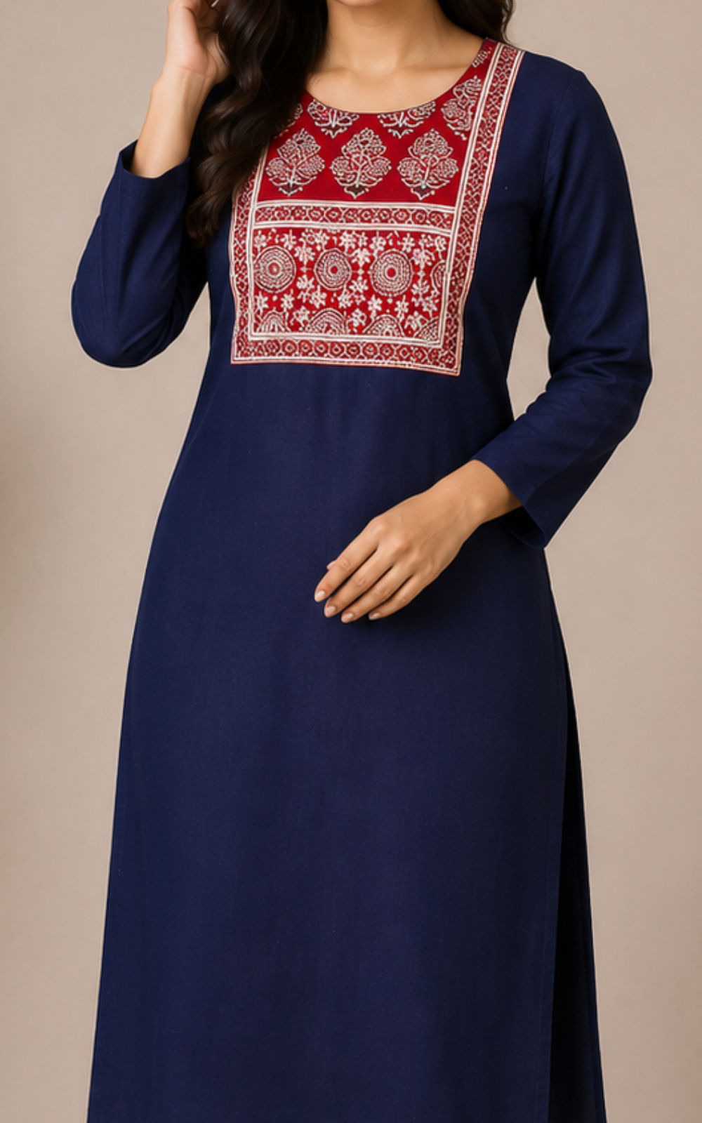 Deep Blue Thick Cotton Blend Top Pant Set for Women | Co-Ord Set