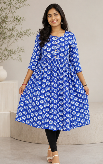 Printed Umbrella Kurti for Women | Soft Cotton Flared Kurti Online