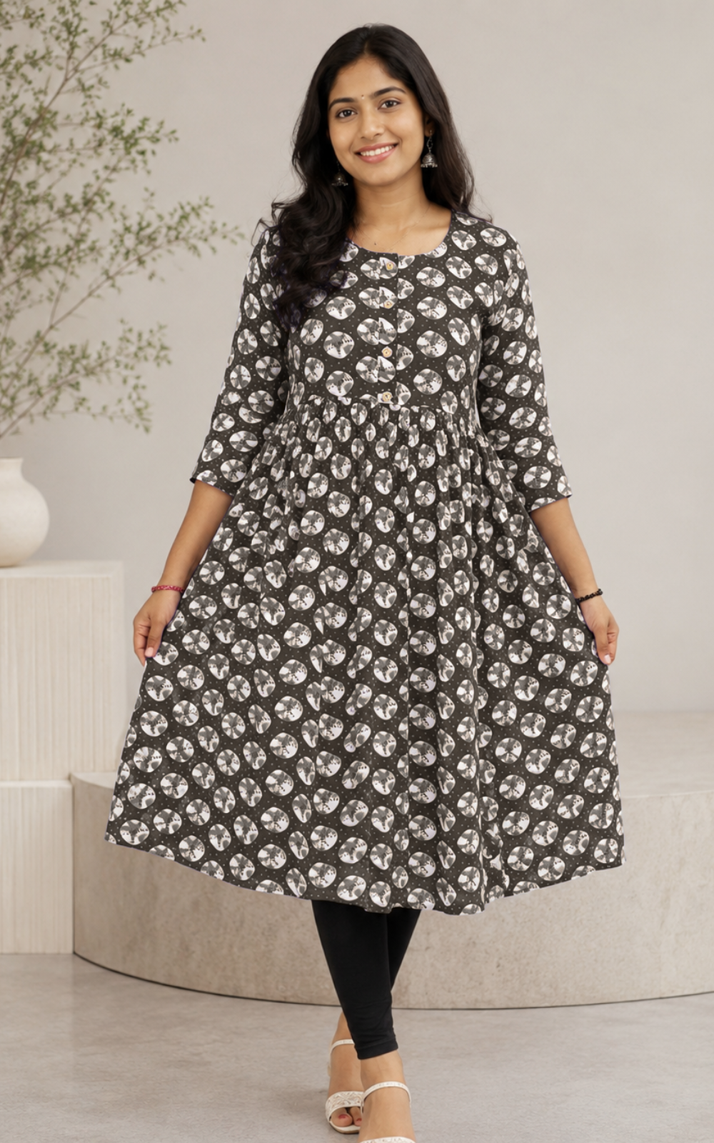Printed Umbrella Kurti for Women | Soft Cotton Flared Kurti Online