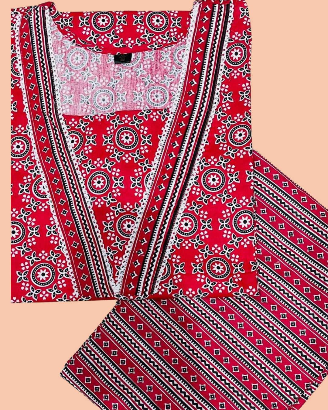 Women's Premium Cotton Printed Co-Ord Set | Stylish Top & Straight Pant Set