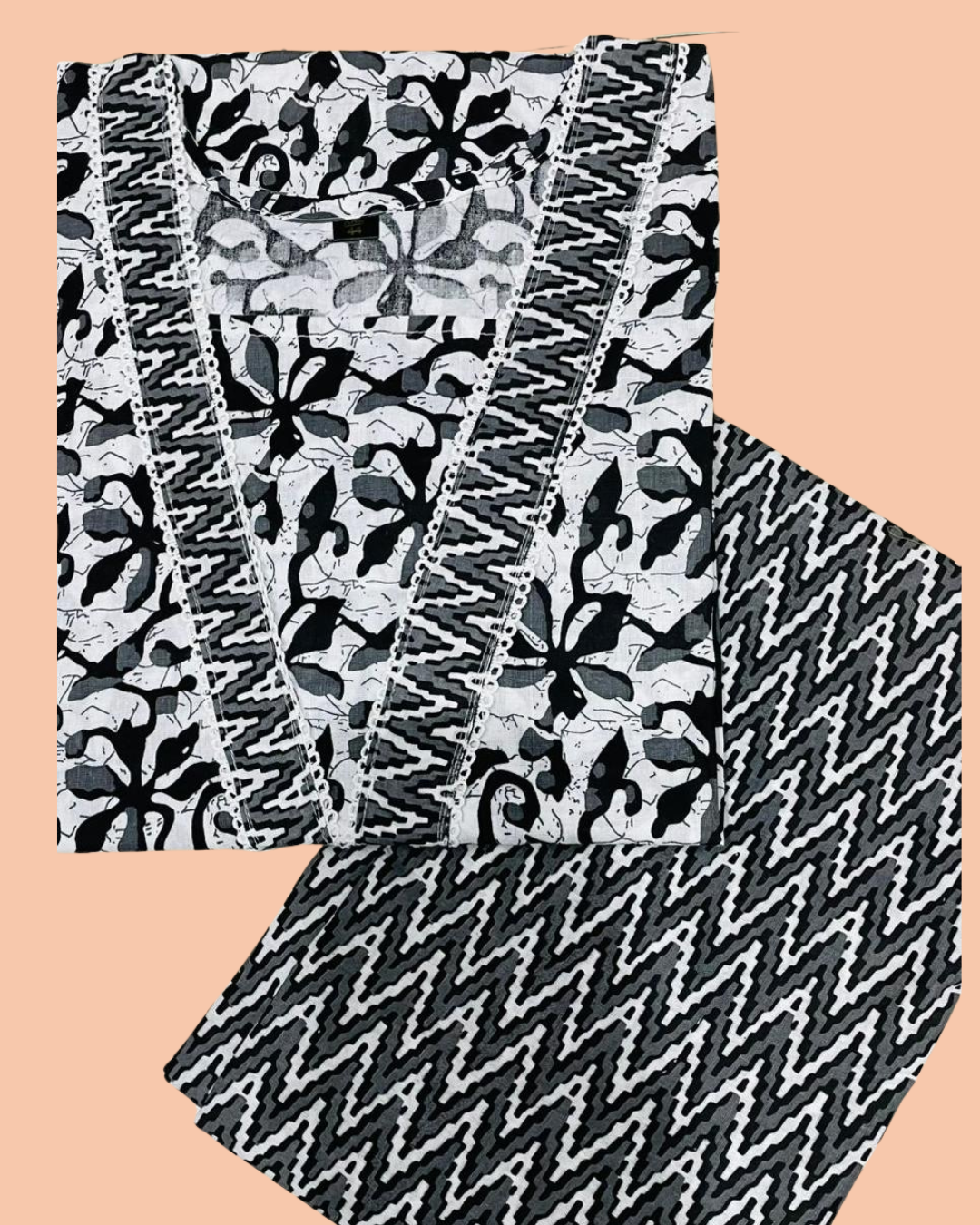 Women's Premium Cotton Printed Co-Ord Set | Stylish Top & Straight Pant Set