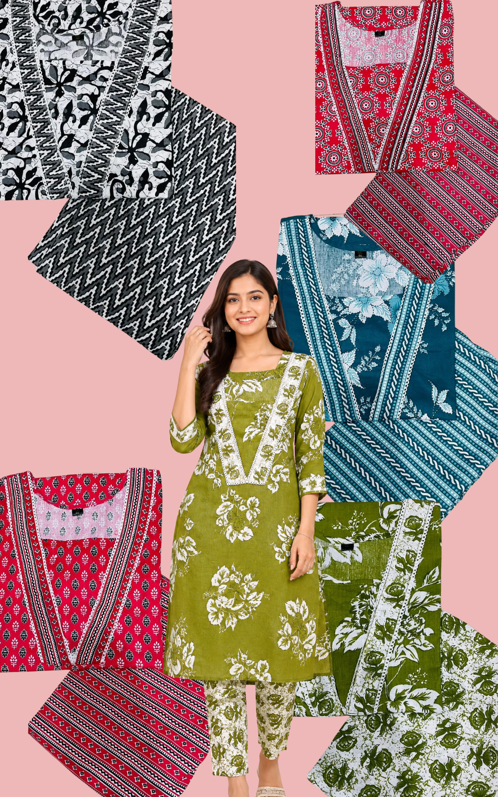 Wholesale Any 5 Random colours | 5 Co-Ord Sets for ₹1600 | Amsu Fashion