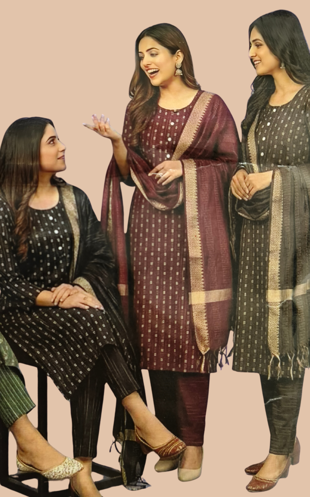 Soft Khadi 3 Piece Kurti Set with Pant & Dupatta for Women | Premium Ethnic Wear