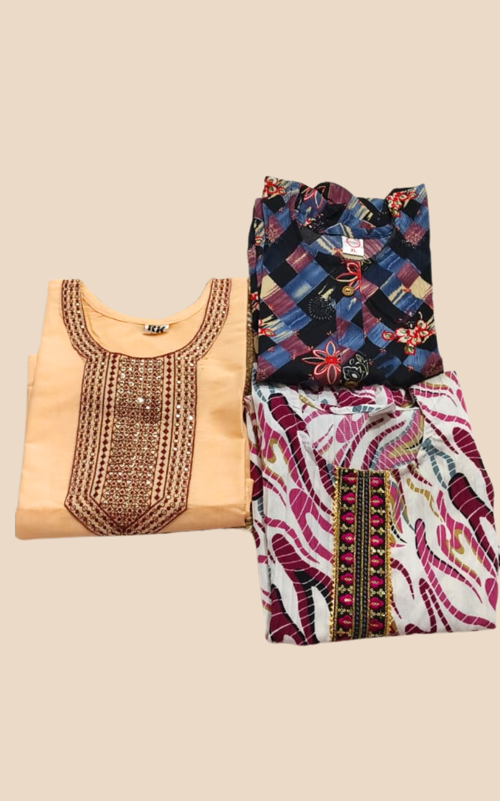 Combo 17- Daily trends | Buy 3 Kurtis for ₹500 Combo (XL size)