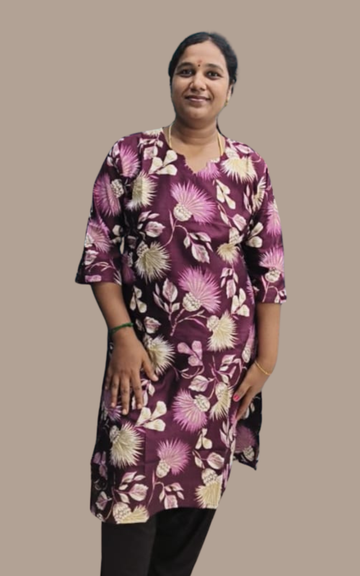 Purple Avaasa Women's Vatican silk Side Cut Kurti with pocket | Office Wear | Free shipping