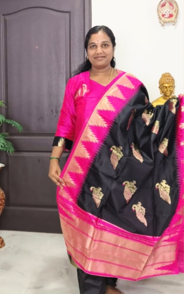 Dark Pink Grand Silk Kurti Set with Complete Zari Work & Full Lining | Kurti Pant Dupatta Set
