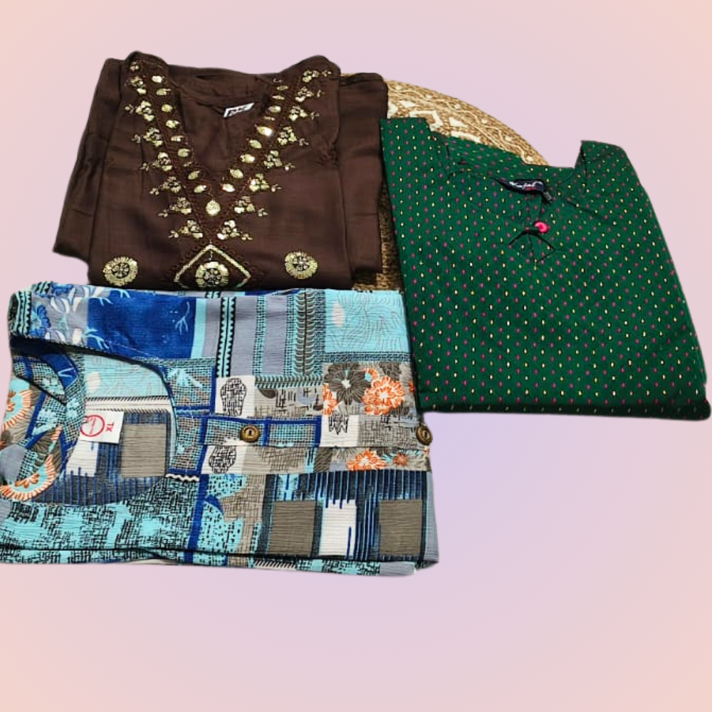 Combo 20- Girly style | Buy 3 Kurtis for ₹500 Combo (XL size)