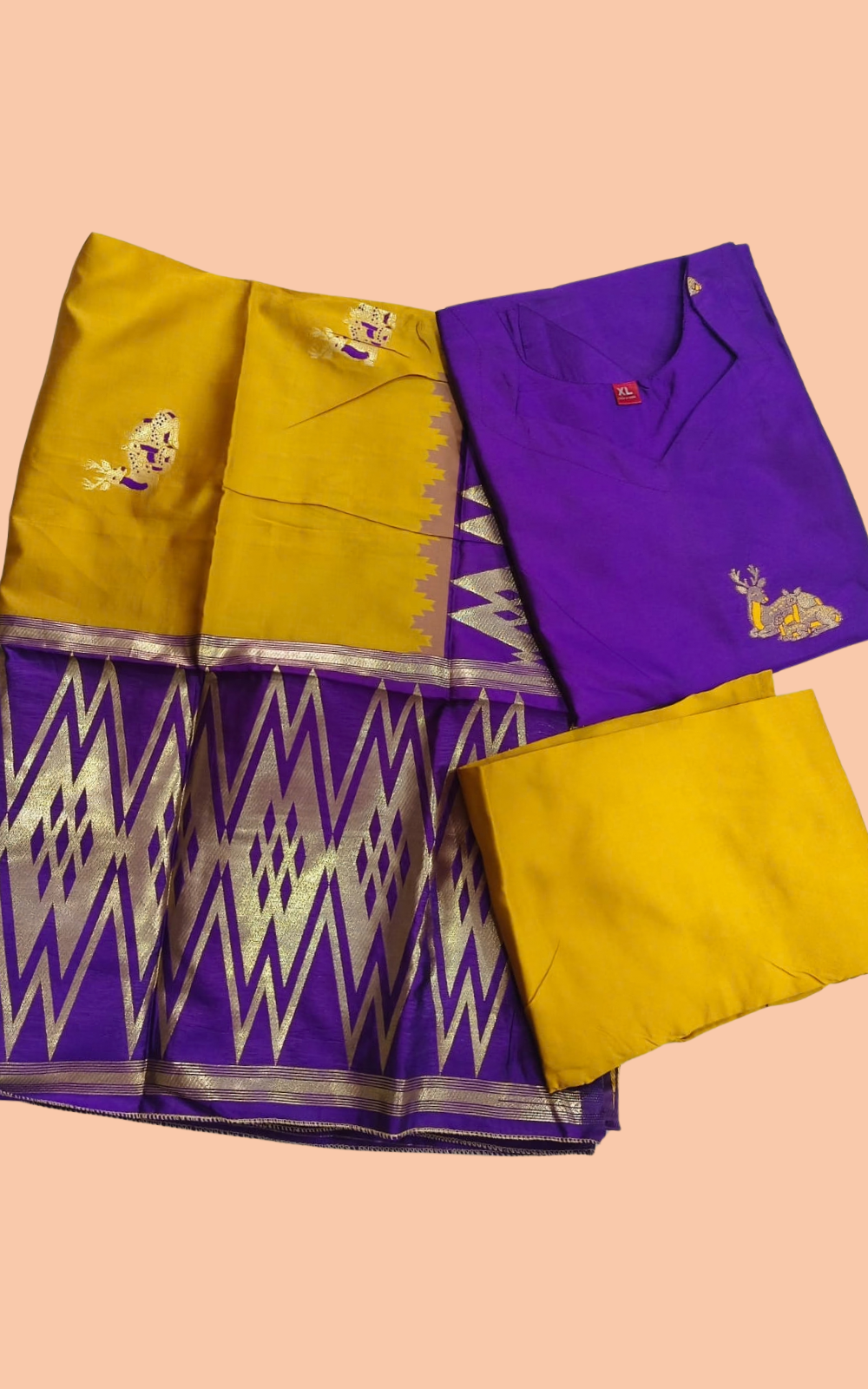 Violet Grand Silk Kurti Set with Complete Zari Work & Full Lining | Kurti Pant Dupatta Set