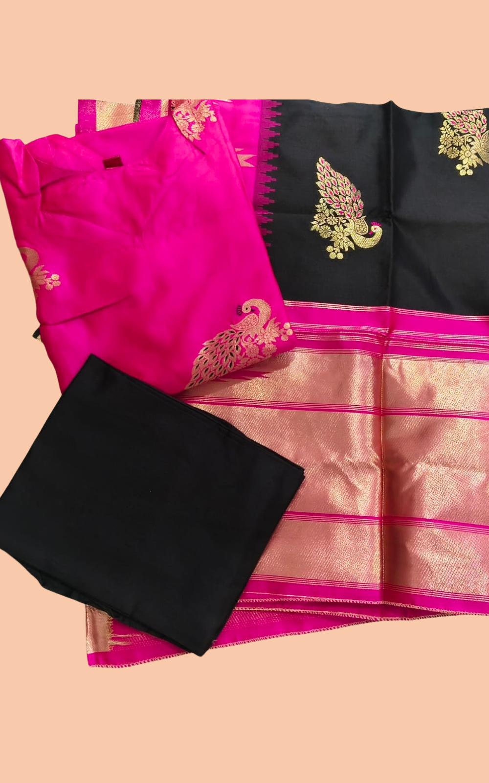 Dark Pink Grand Silk Kurti Set with Complete Zari Work & Full Lining | Kurti Pant Dupatta Set