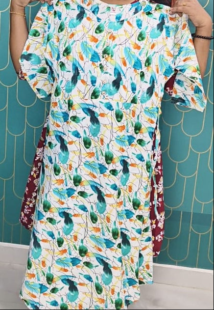 Popcorn Lightweight Umbrella Kurti for Women – Floral Flared Casual Ethnic Wear