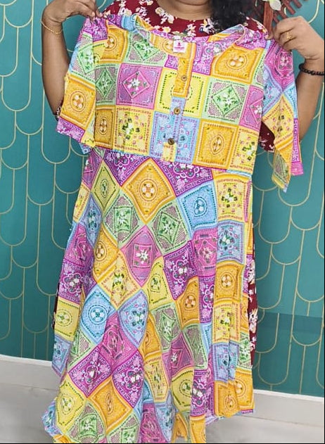 Multicolour Rajasthani Popcorn Lightweight Umbrella Kurti for Women