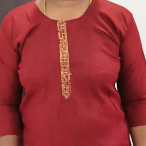 Premium Roman Silk Maroon Kurti for Women | Elegant Straight Kurti Online