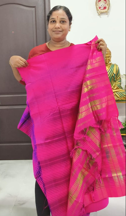 Premium  Silk Blend Checked Saree with Running Blouse | Festive Wear Saree for Women