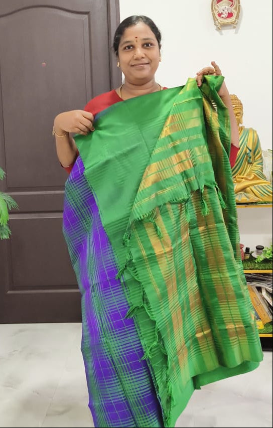Premium  Silk Blend Checked Saree with Running Blouse | Festive Wear Saree for Women