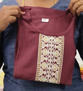 Premium Soft Rayon Embroidered Kurti for Women | Casual & Office Wear Kurti (XL)