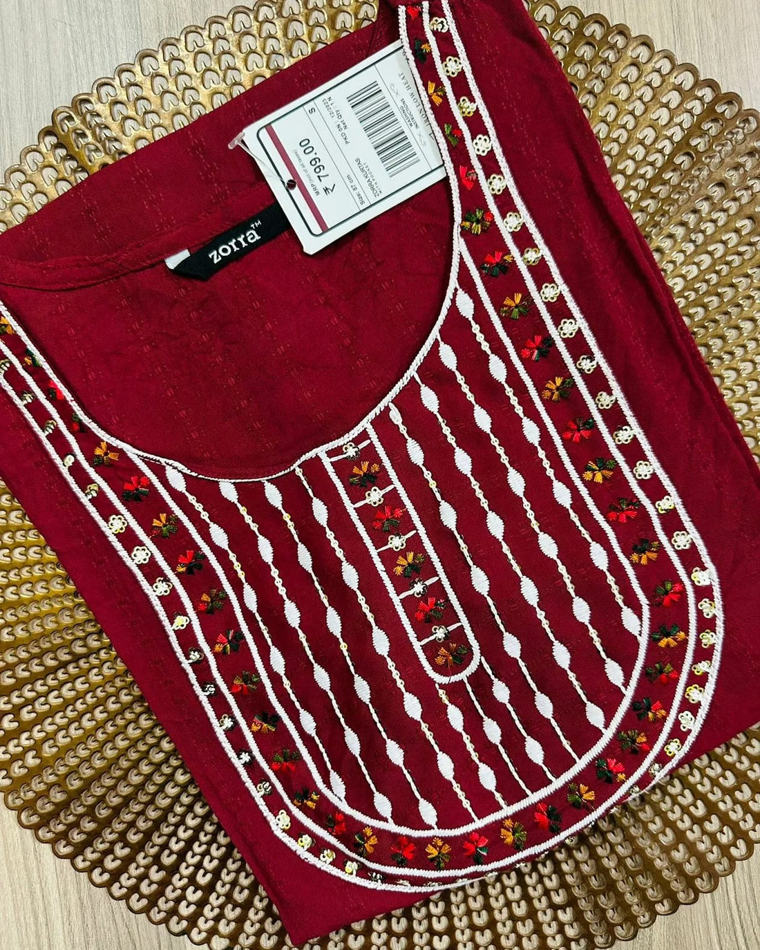 Premium Zora Maroon Embroidered Kurti for Women | Elegant Ethnic Wear