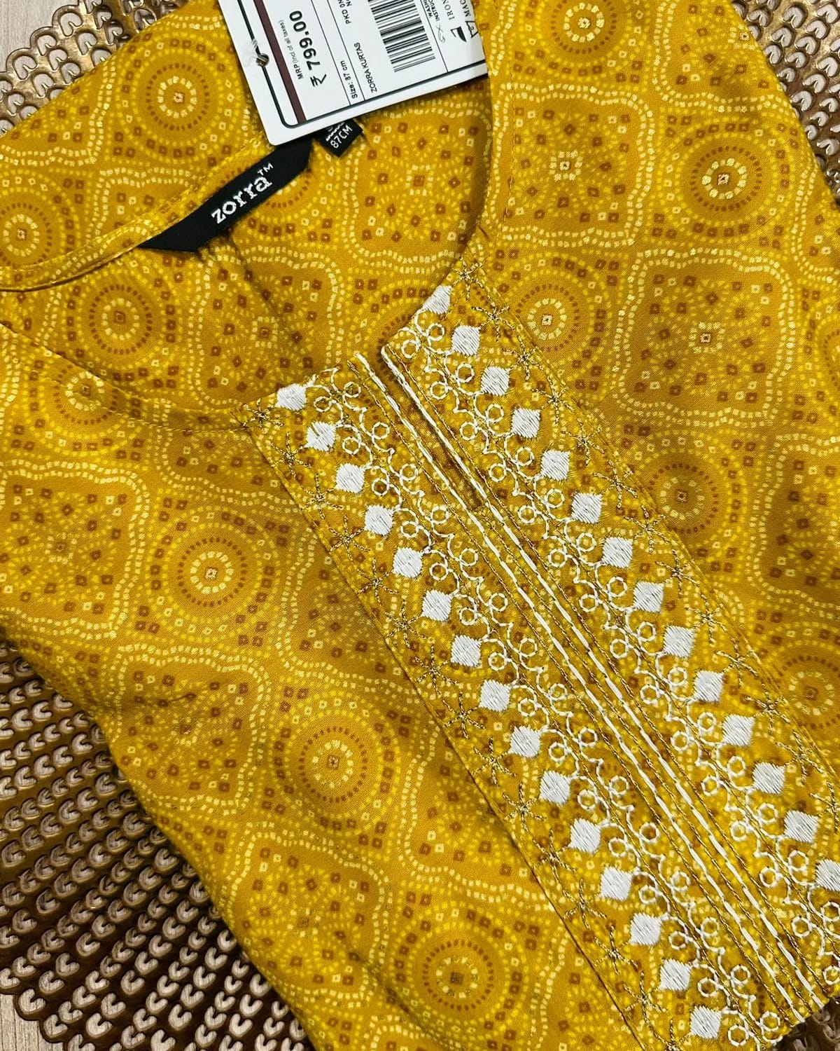 Premium Zora Mustard Yellow Embroidered Kurti for Women | Elegant Ethnic Wear