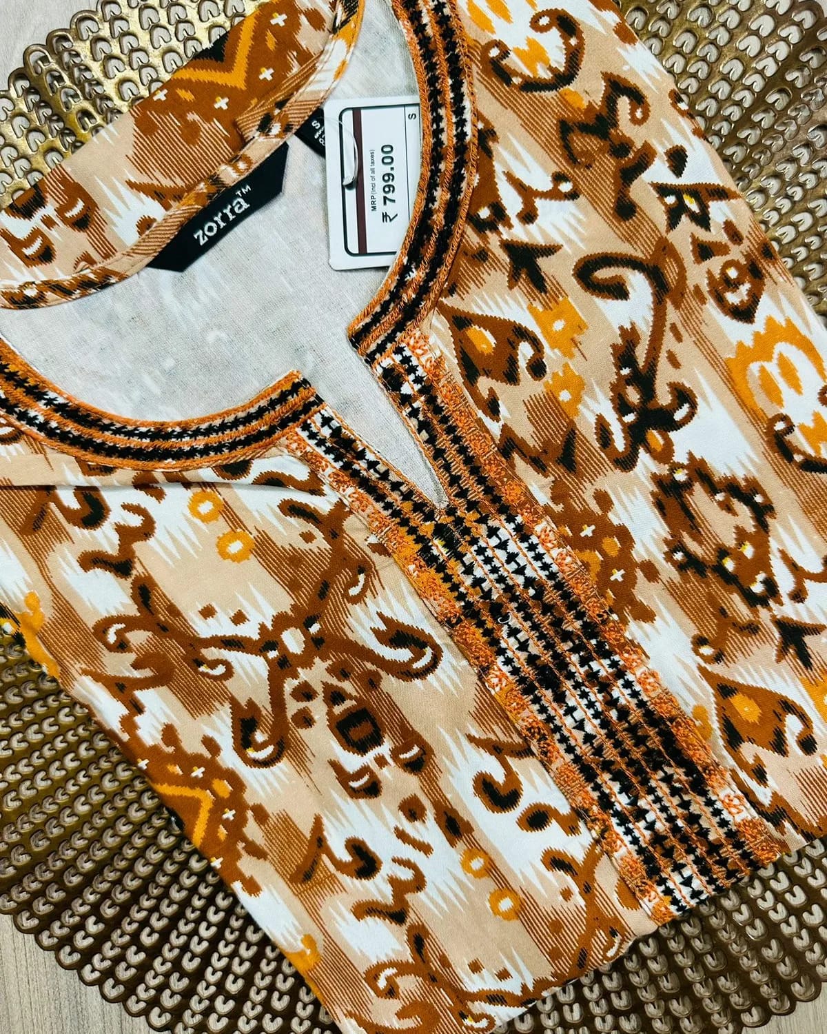 Premium ZoraOrange shade Embroidered Kurti for Women | Elegant Ethnic Wear