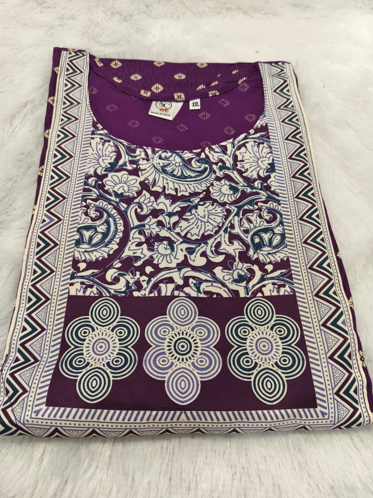 Purple Premium Purple Rayon 3-Piece Kurti Set for Women | Kurti Pant Dupatta Festive Wear
