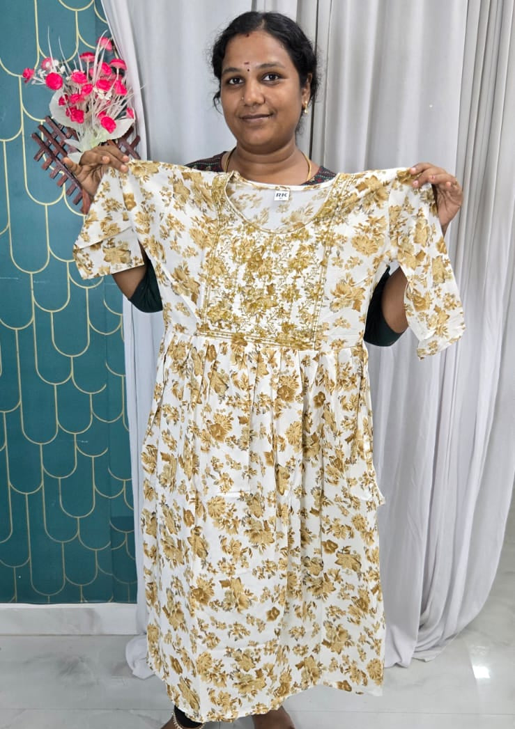Popcorn Lightweight Umbrella Kurti | Floral Printed Flared Daily Wear Kurti