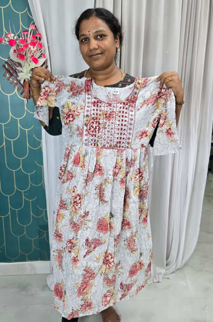 Popcorn Lightweight Umbrella Kurti | Floral Printed Flared Daily Wear Kurti