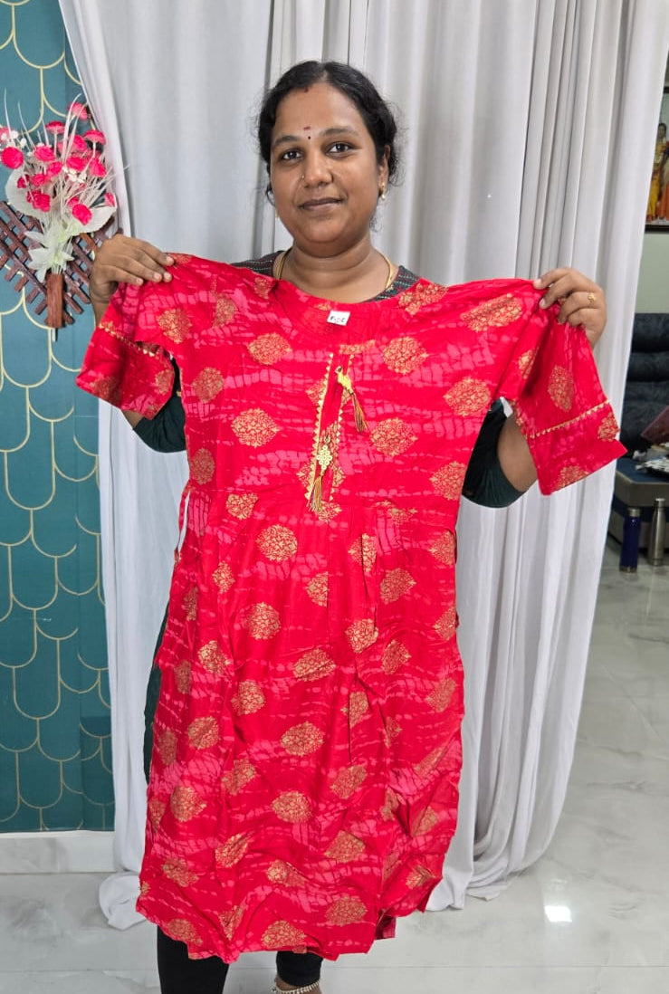Womens 250rs Floral Printed Flared Nyracut Daily Wear Kurti {L Size}