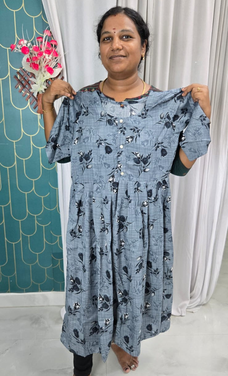 Women's Rayon Ghera Umbrella Kurti | Floral Printed Flared Daily Wear Kurti