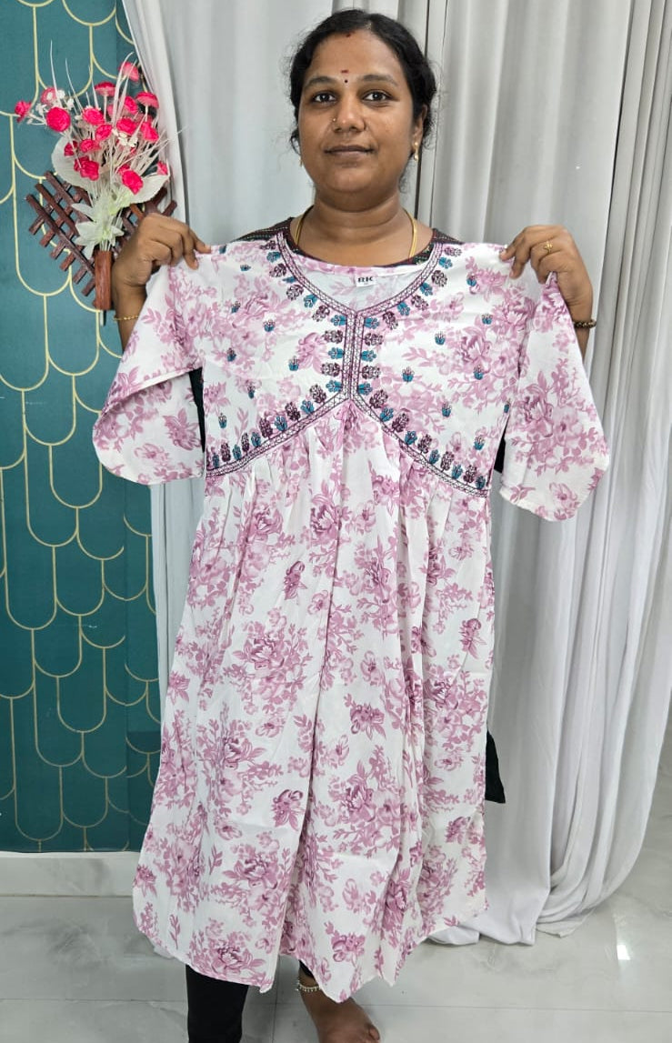 Popcorn Lightweight Umbrella Aliya Cut Kurti | Floral Printed Flared Daily Wear Kurti