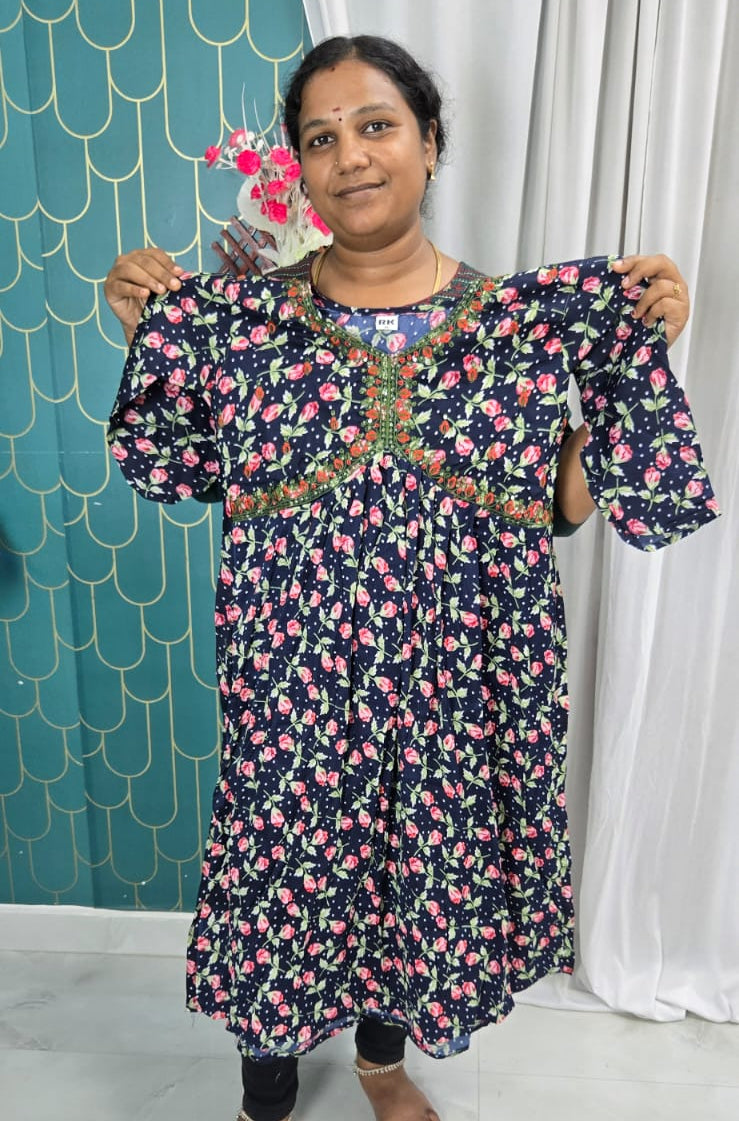 Popcorn Lightweight Umbrella Aliya Cut Kurti | Floral Printed Flared Daily Wear Kurti