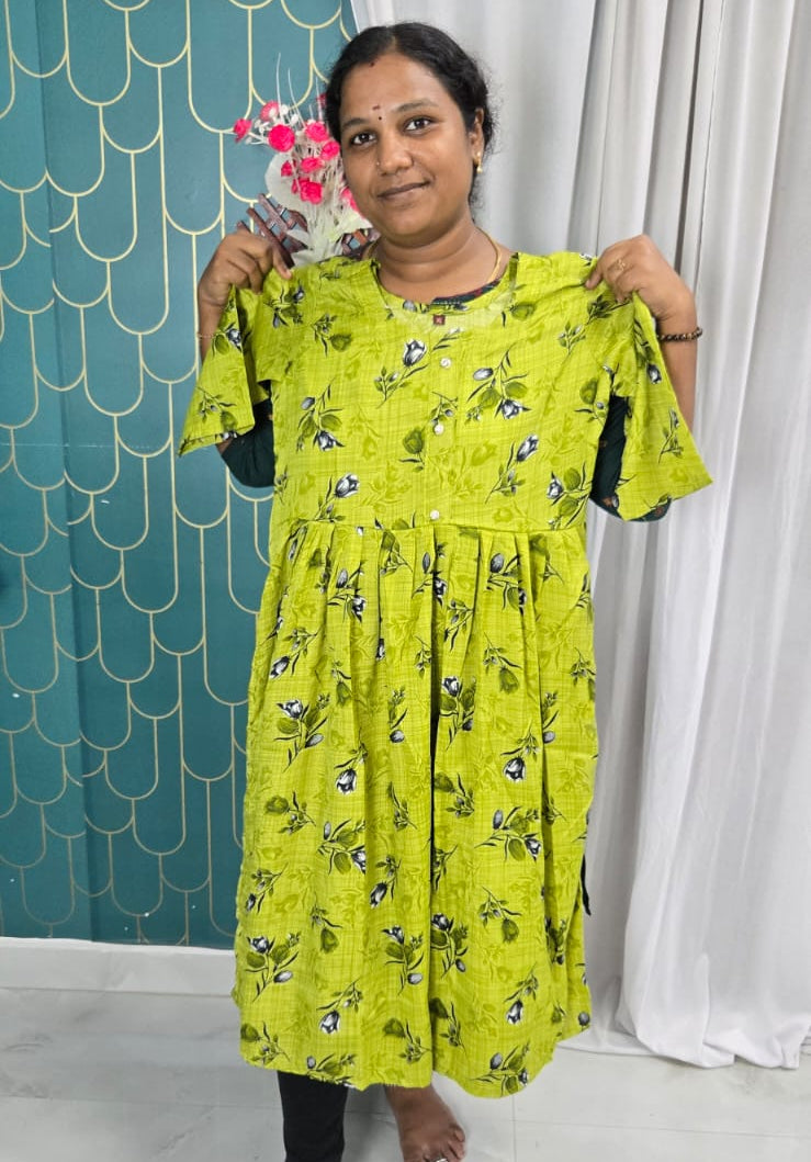 Women's Rayon Ghera Umbrella Kurti | Floral Printed Flared Daily Wear Kurti