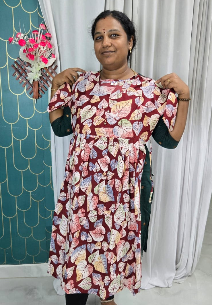 Women's Popcorn Delta Umbrella Kurti | Floral Printed Flared Daily Wear Kurti